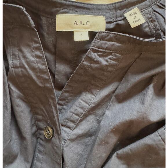 A.L.C. Chloe Button-Front Pleated Puff Bell Sleeves Feminine Boho Blouse Size 8 - Picture 5 of 5